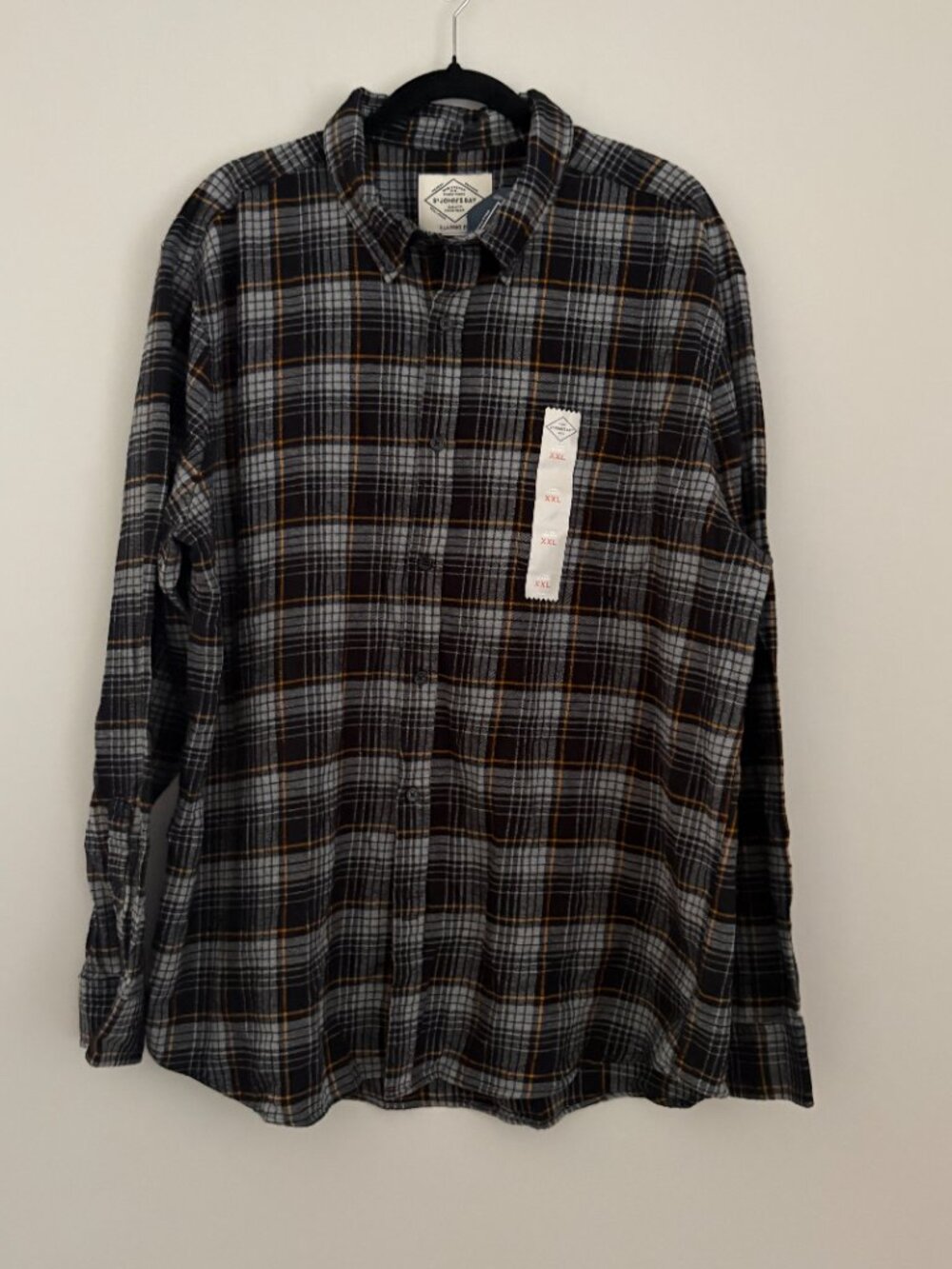 St John's Bay Flannel Shirt Classic Fit Black Buckthorn Plaid Cabincore XXL